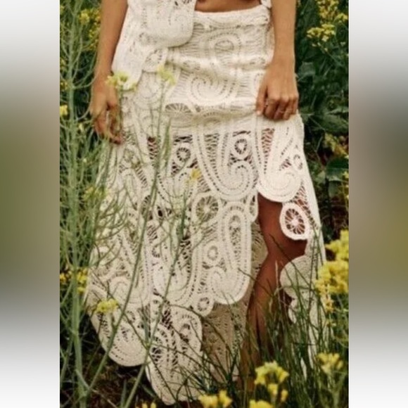 NEW ZARA COTTON ASYMMETRIC CROCHET STRAW SKIRT SZ S REF 2712/012 - Picture 3 of 16